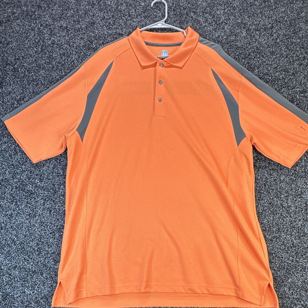 PGA Tour Airflux Polo Shirt Mens 2XLT Orange Gray Golf Performance 2XL Tall